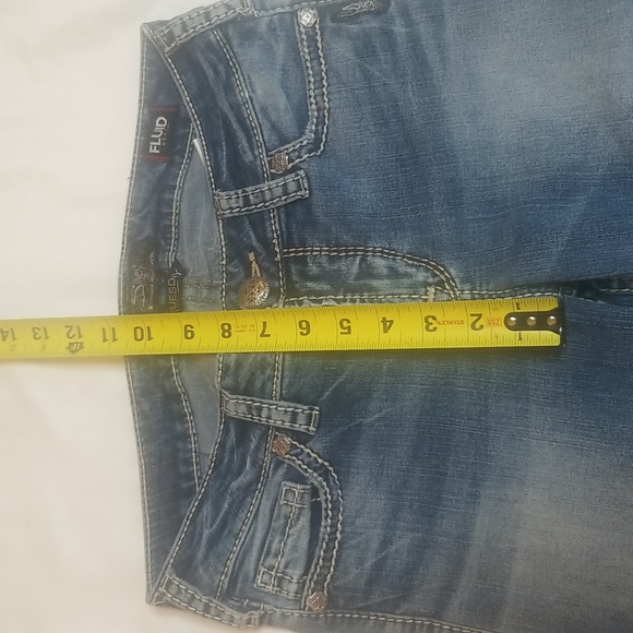 Silver Tuesday Fluid Denim Blue Jeans Mid Capri - Picture 4 of 8